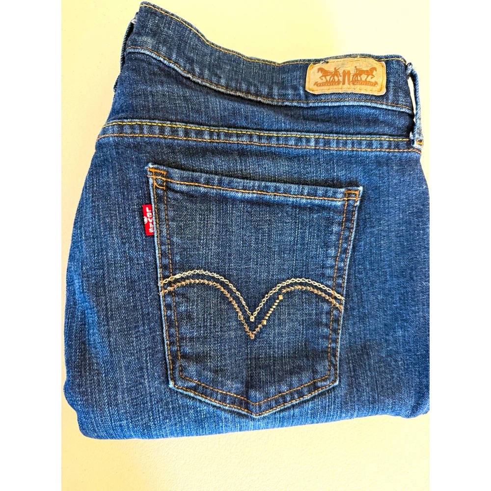 Levi's 515 Women's Bootcut Jeans Dark Wash 14 Blue Cotton Denim Mid Rise 34x28